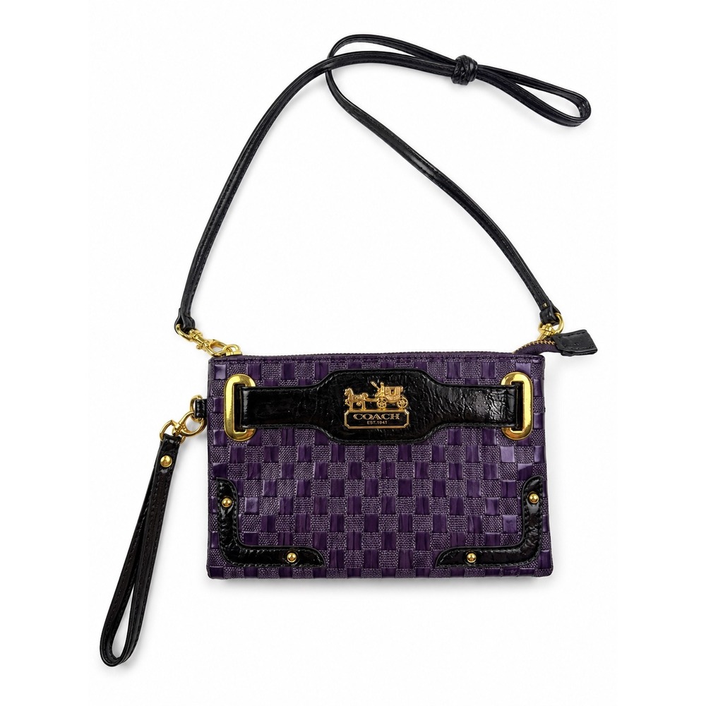 Coach Vintage Y2K Purple Woven Patent Leather Crossbody Bag